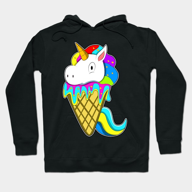 Unicorn with Waffle Ice cream Hoodie by Markus Schnabel